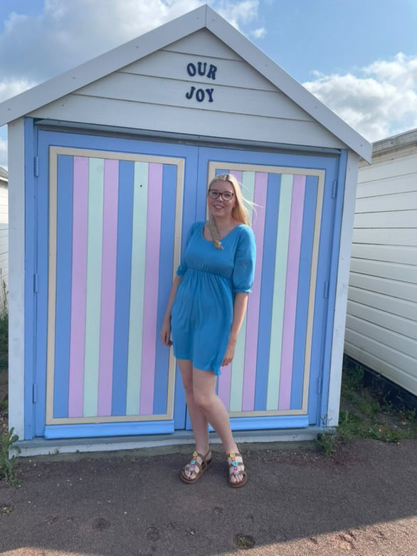 Blue Dress – Flattering Waist Fit with Pockets | Petite Dress-2
