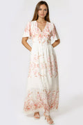 Pink Blossom  Button Through Cotton Maxi Dress-0