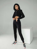 black cuffed jogger set women