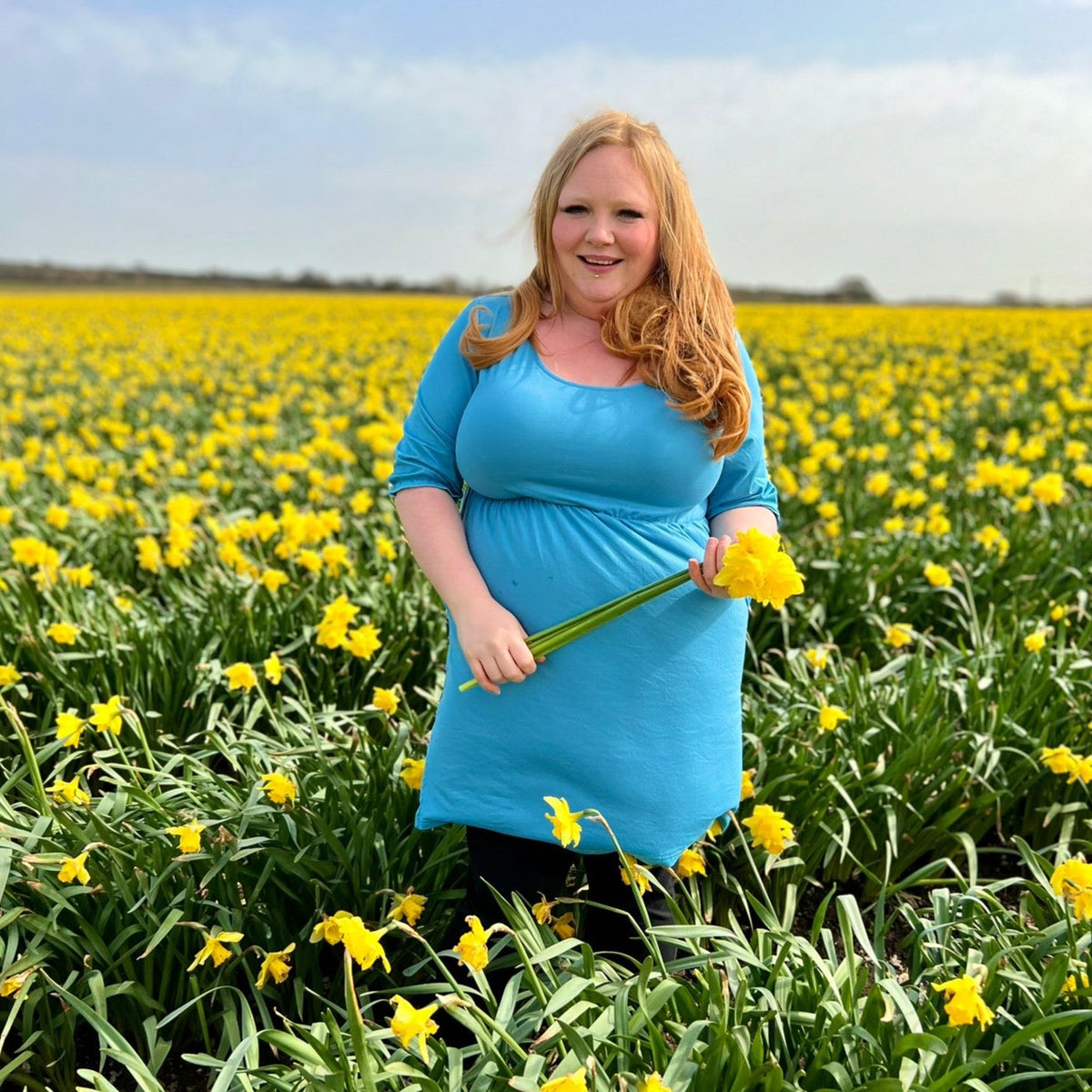 Blue Dress – Flattering Waist Fit with Pockets | Petite Dress-3